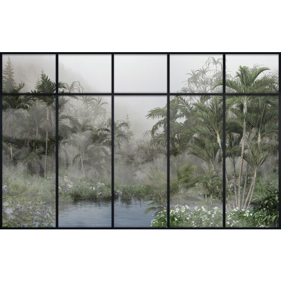 Papier peint panoramique Trompe l'œil Verrière - Jungle