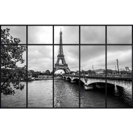 Papier peint panoramique Trompe l'œil Verrière - Paris tour effeil