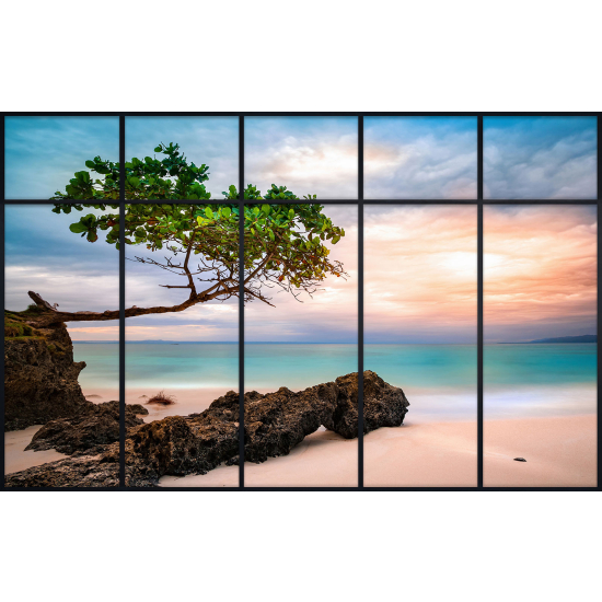 Papier peint panoramique Trompe l'œil Verrière - Plage