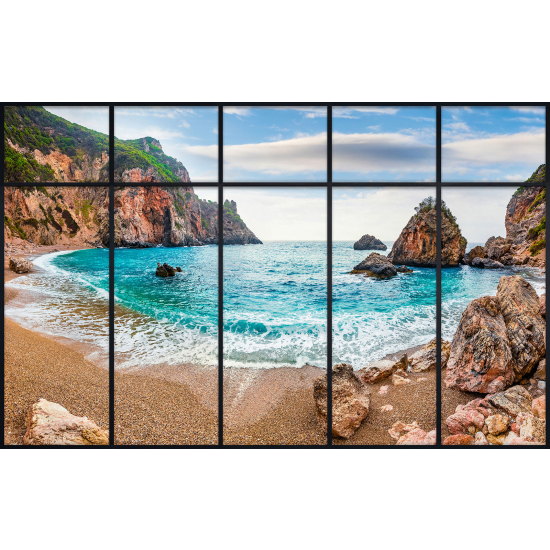 Papier peint panoramique Trompe l'œil Verrière - Plage