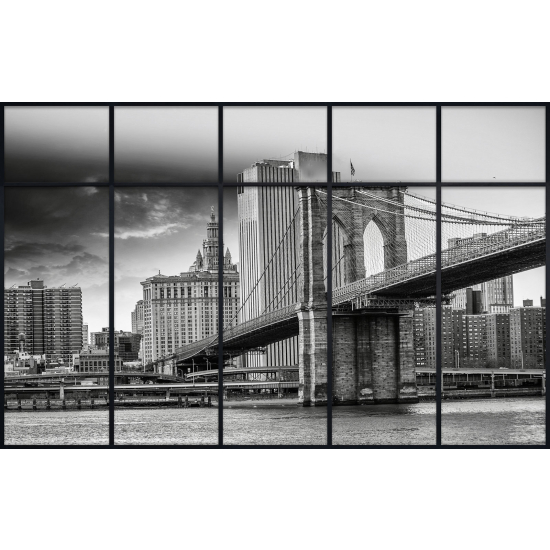 Papier peint panoramique Trompe l'œil Verrière - Pont de Brooklyn