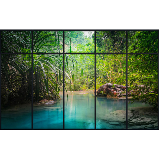 Papier peint panoramique Trompe l'œil Verrière - Rivière paradisiaque
