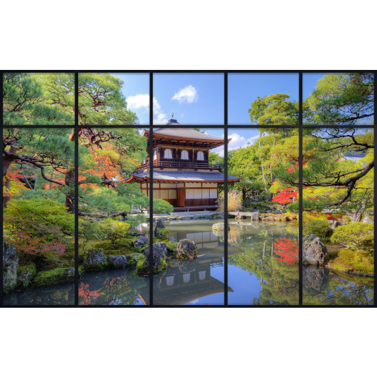 Papier peint panoramique Trompe l'œil Verrière - Temple japonais
