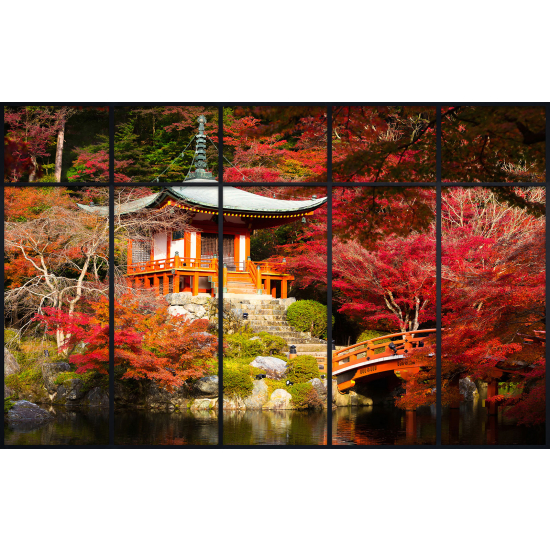 Papier peint panoramique Trompe l'œil Verrière - Temple japonais