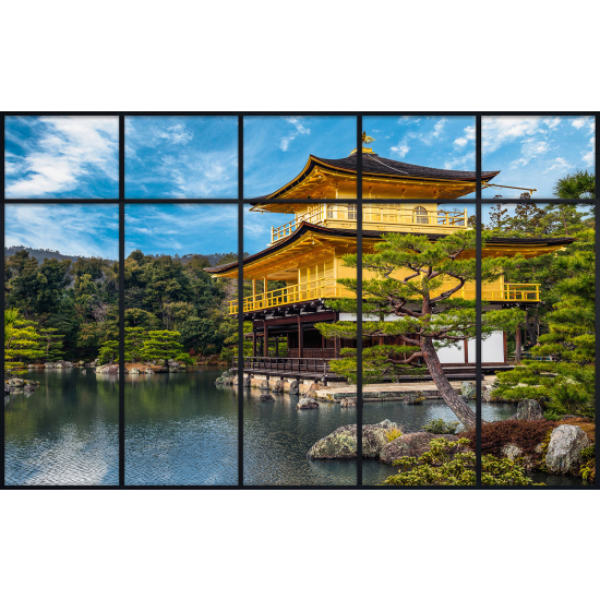 Papier peint panoramique Trompe l'œil Verrière - Temple japonais