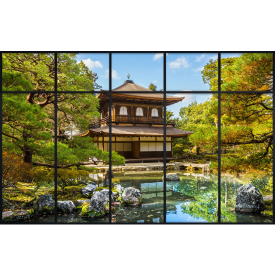Papier peint panoramique Trompe l'œil Verrière - Temple japonais