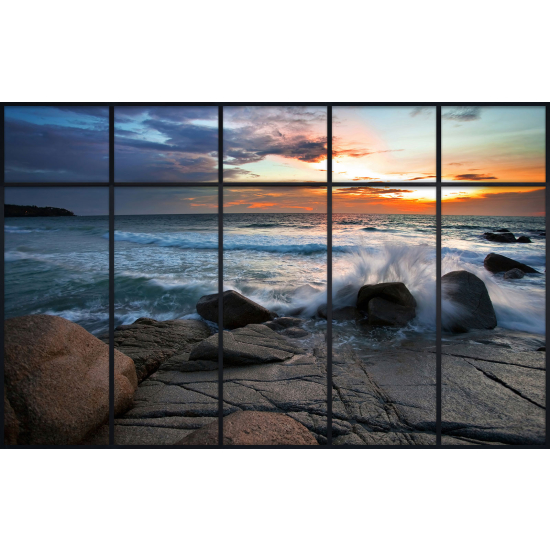 Papier peint panoramique Trompe l'œil Verrière - Vue mer