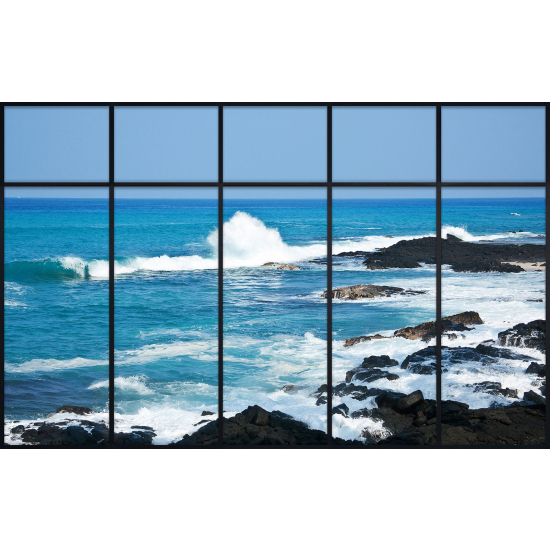 Papier peint panoramique Trompe l'œil Verrière - Vue mer