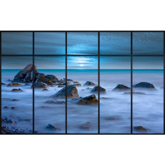 Papier peint panoramique Trompe l'œil Verrière - Vue mer