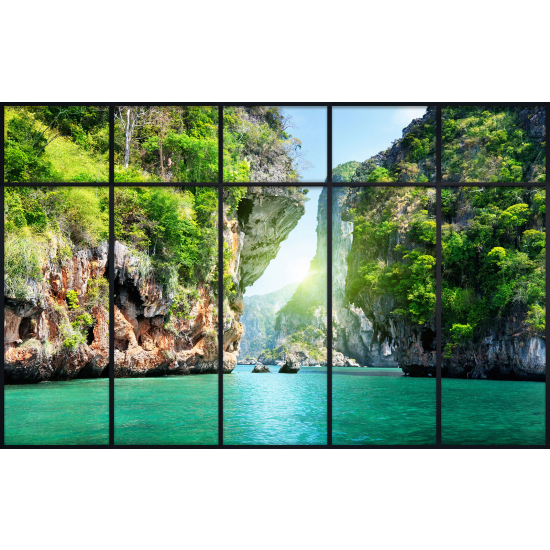 Papier peint panoramique Trompe l'œil Verrière - Vue mer
