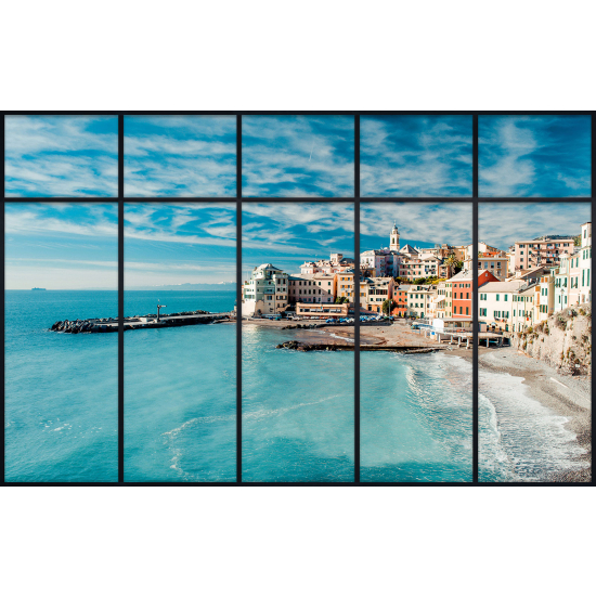 Papier peint panoramique Trompe l'œil Verrière - Vue mer