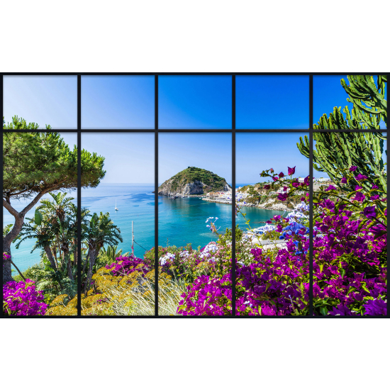 Papier peint panoramique Trompe l'œil Verrière - Vue mer