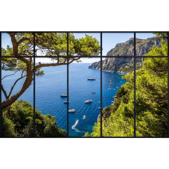 Papier peint panoramique Trompe l'œil Verrière - Vue mer