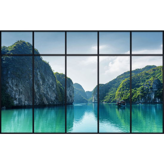 Papier peint panoramique Trompe l'œil Verrière - Vue mer