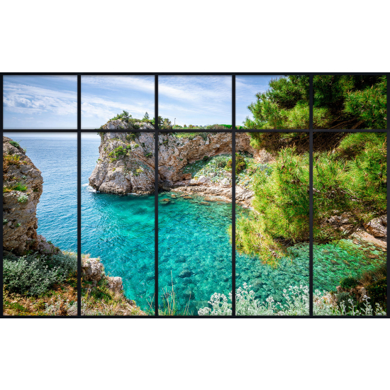 Papier peint panoramique Trompe l'œil Verrière - Vue mer