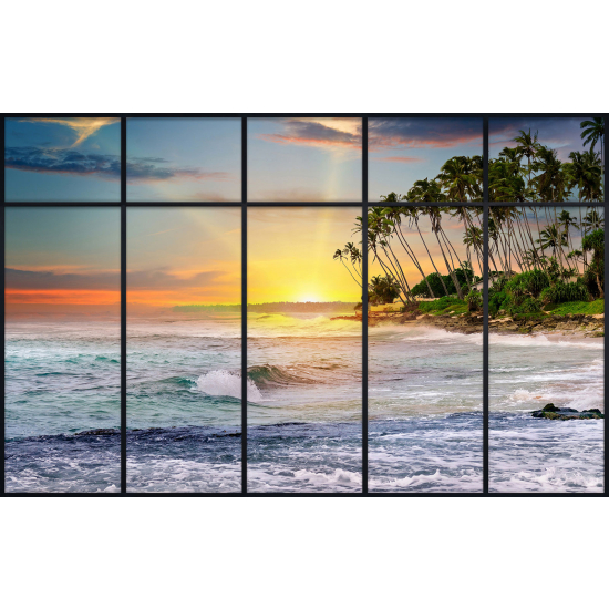 Papier peint panoramique Trompe l'œil Verrière - Vue mer