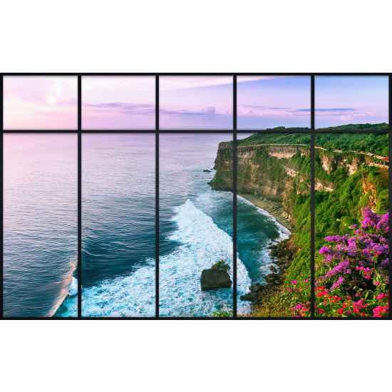 Papier peint panoramique Trompe l'œil Verrière - Vue mer