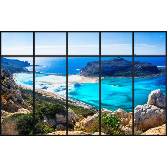 Papier peint panoramique Trompe l'œil Verrière - Vue mer