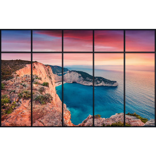 Papier peint panoramique Trompe l'œil Verrière - Vue mer