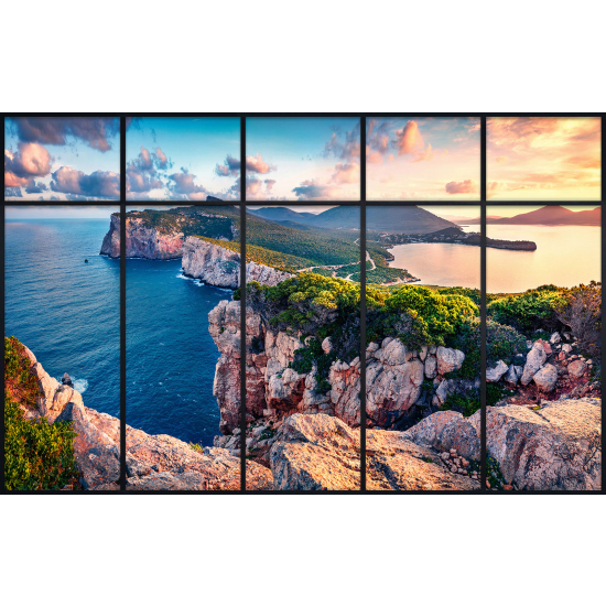 Papier peint panoramique Trompe l'œil Verrière - Vue mer
