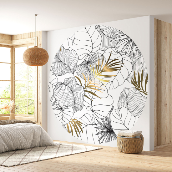 Papier peint rond / cercle - Motif botanique