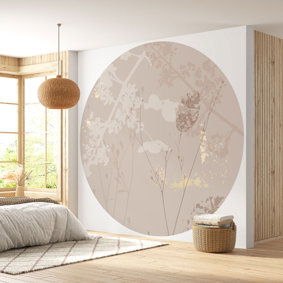 Papier peint rond / cercle - Motif botanique