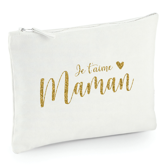 Pochette en toile 22x16 cm - Je t'aime maman