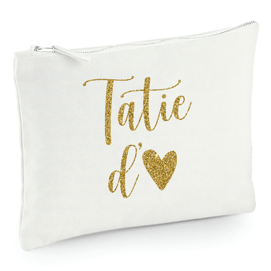 Pochette en toile 22x16 cm - Tatie d'amour