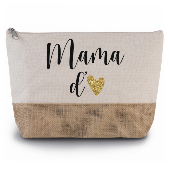 Pochette en toiles de coton et jute - Mama d'amour