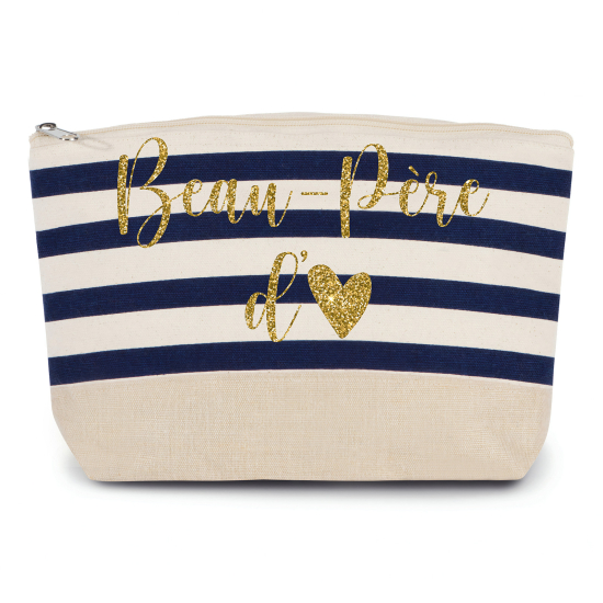 Pochette imprimé marin avec Écriture OR Pailletée - Beau-père d'amour