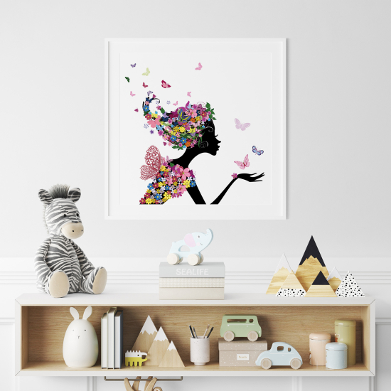 Poster / Affiche carrée Enfants - Fée papillons