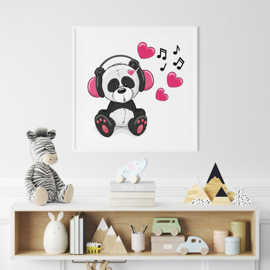 Poster / Affiche carrée Enfants - Ourson musique
