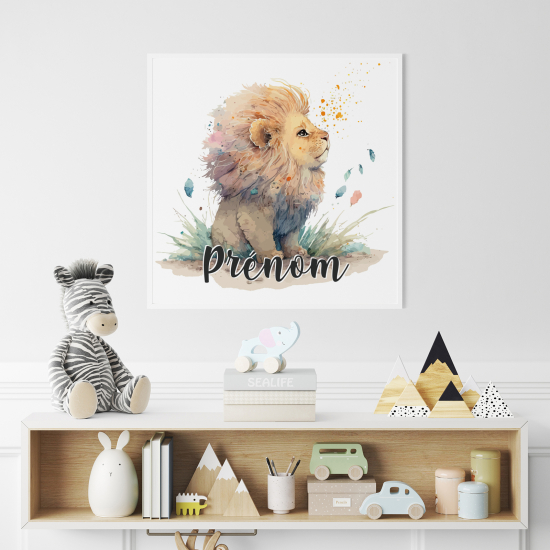 Poster / Affiche carrée enfants personnalisée - Lion