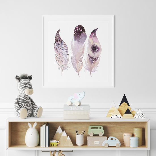 Poster / Affiche carrée Enfants - Plumes