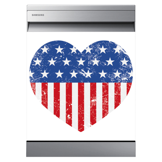 Stickers Lave vaisselle - Cœur USA