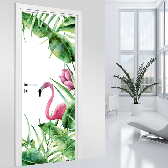 Stickers pour porte - Flamant rose