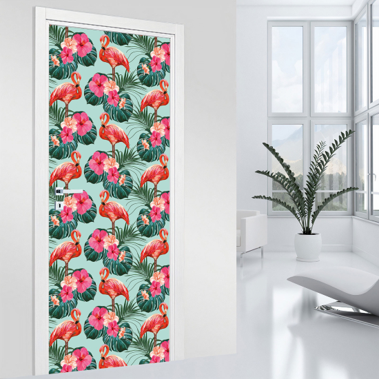 Stickers pour porte - Flamants roses