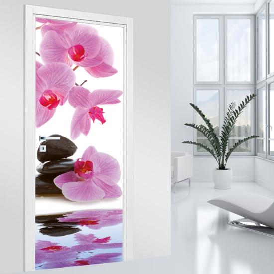 Stickers pour porte - Orchidée galet