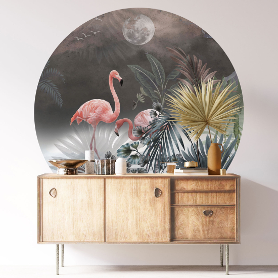 Stickers rond / cercle - Flamants Roses
