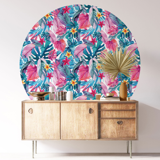 Stickers rond / cercle - Motif floral