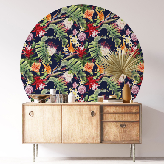 Stickers rond / cercle - Motif floral