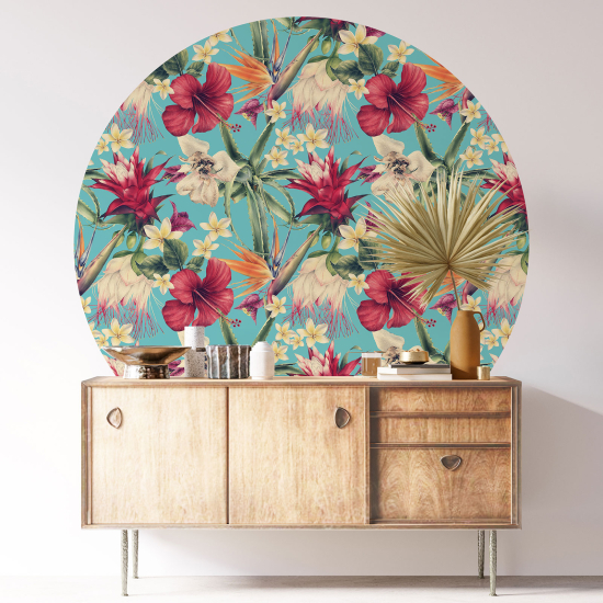 Stickers rond / cercle - Motif floral