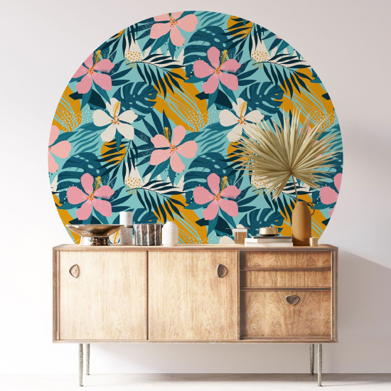 Stickers rond / cercle - Motif floral