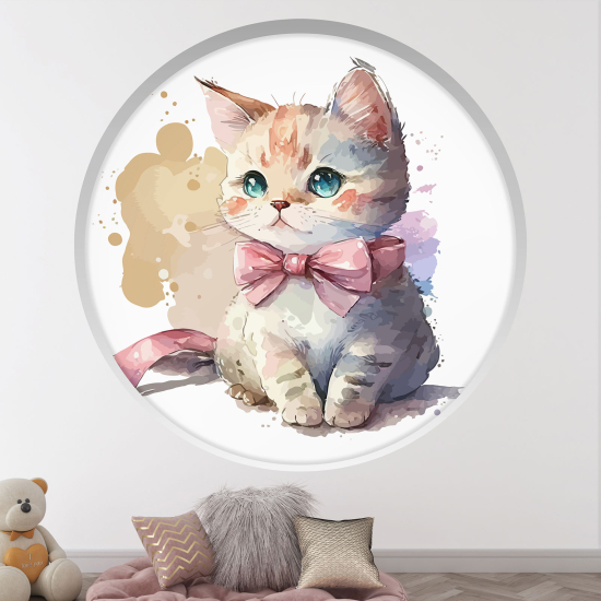 Stickers Trompe l'œil Arche ronde Enfants - Chaton