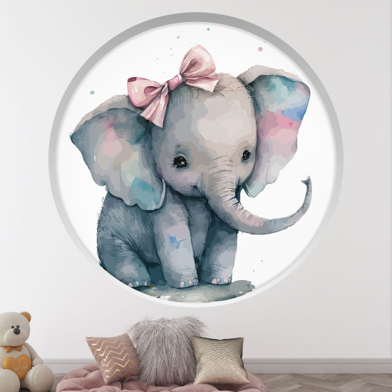 Stickers Trompe l'œil Arche ronde Enfants - Éléphant
