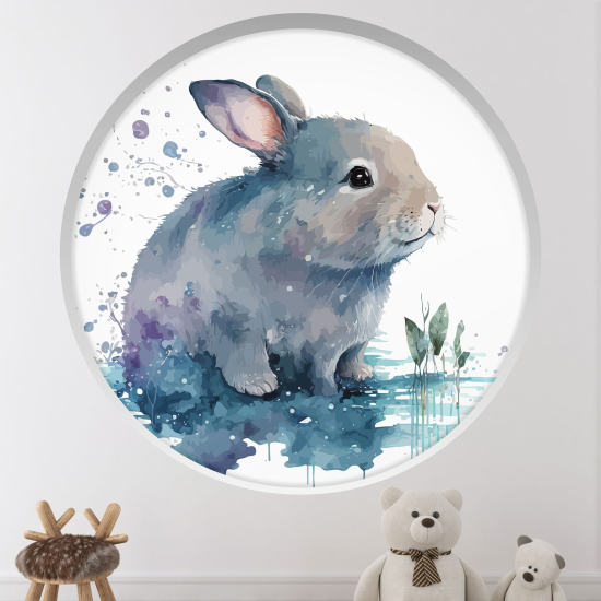 Stickers Trompe l'œil Arche ronde Enfants - Lapin