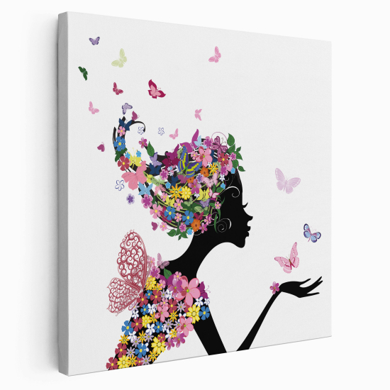 Tableau toile Enfants Carré - Fée papillons