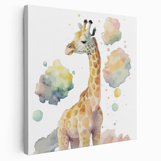 Tableau toile Enfants Carré - Girafe