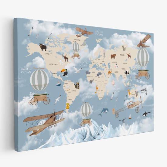 Tableau toile Enfants - Carte du Monde