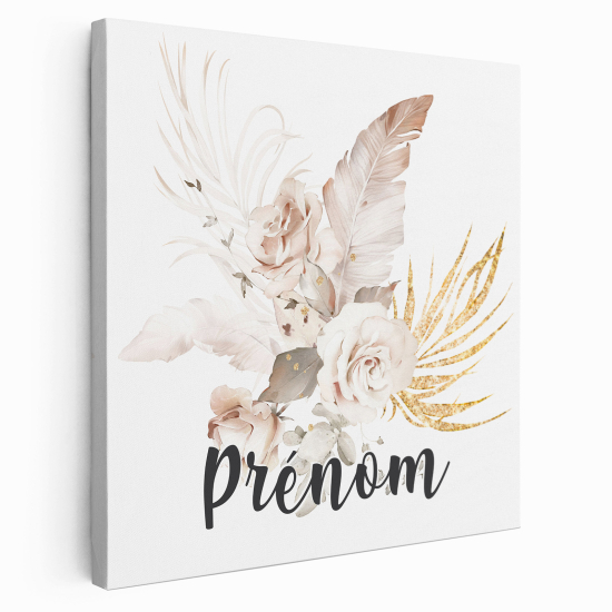 Tableau toile enfants personnalisée avec prénom - Fleurs